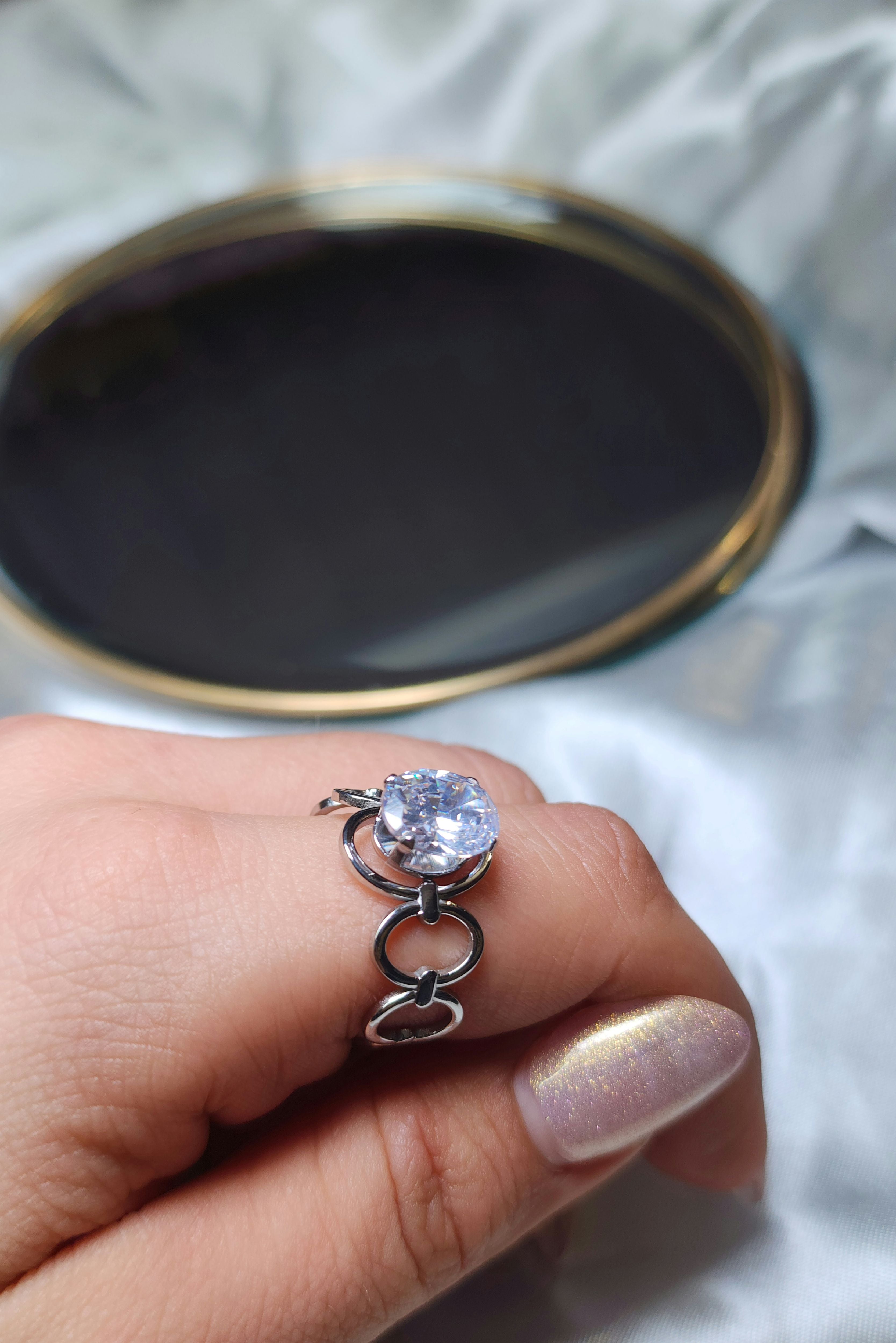 Anel Aurora Diamond Ajustável Dourado ou Prateado