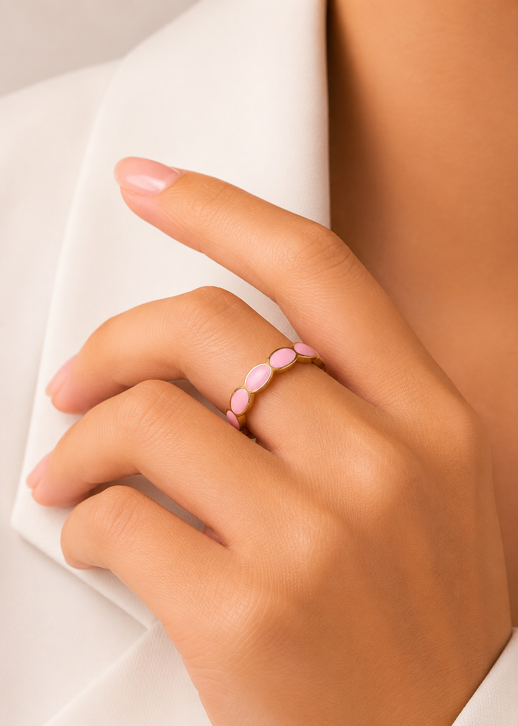 Anel Pink Anamel Oval
