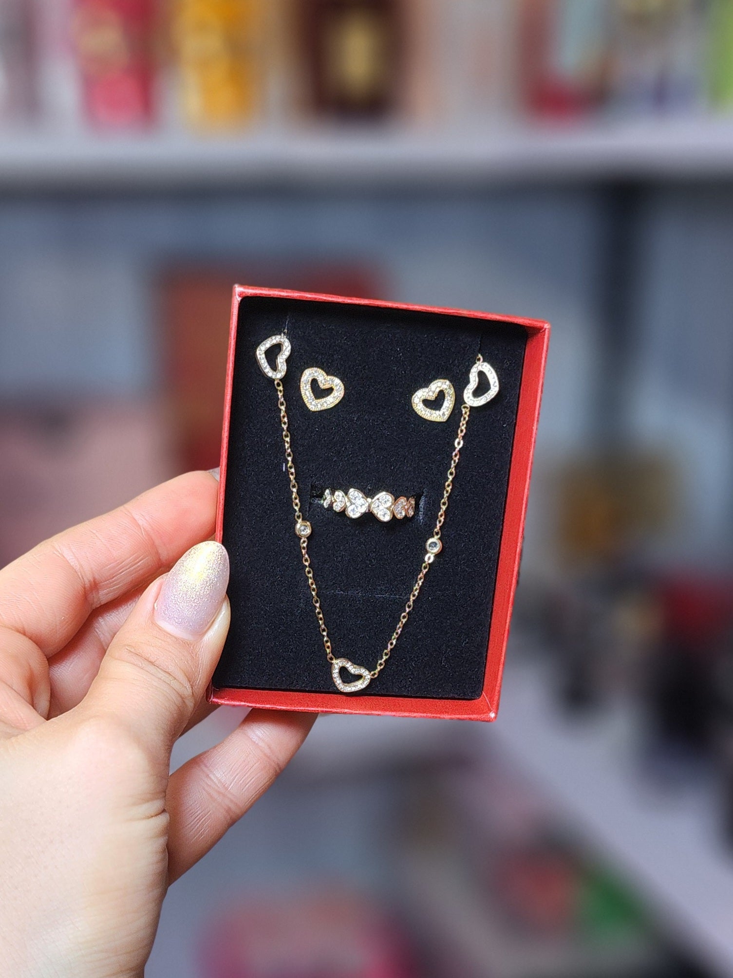 Conjunto Sparkling Heart Dourado