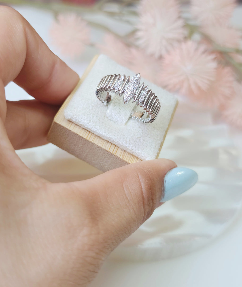 Anel Fluted Diamond Prata