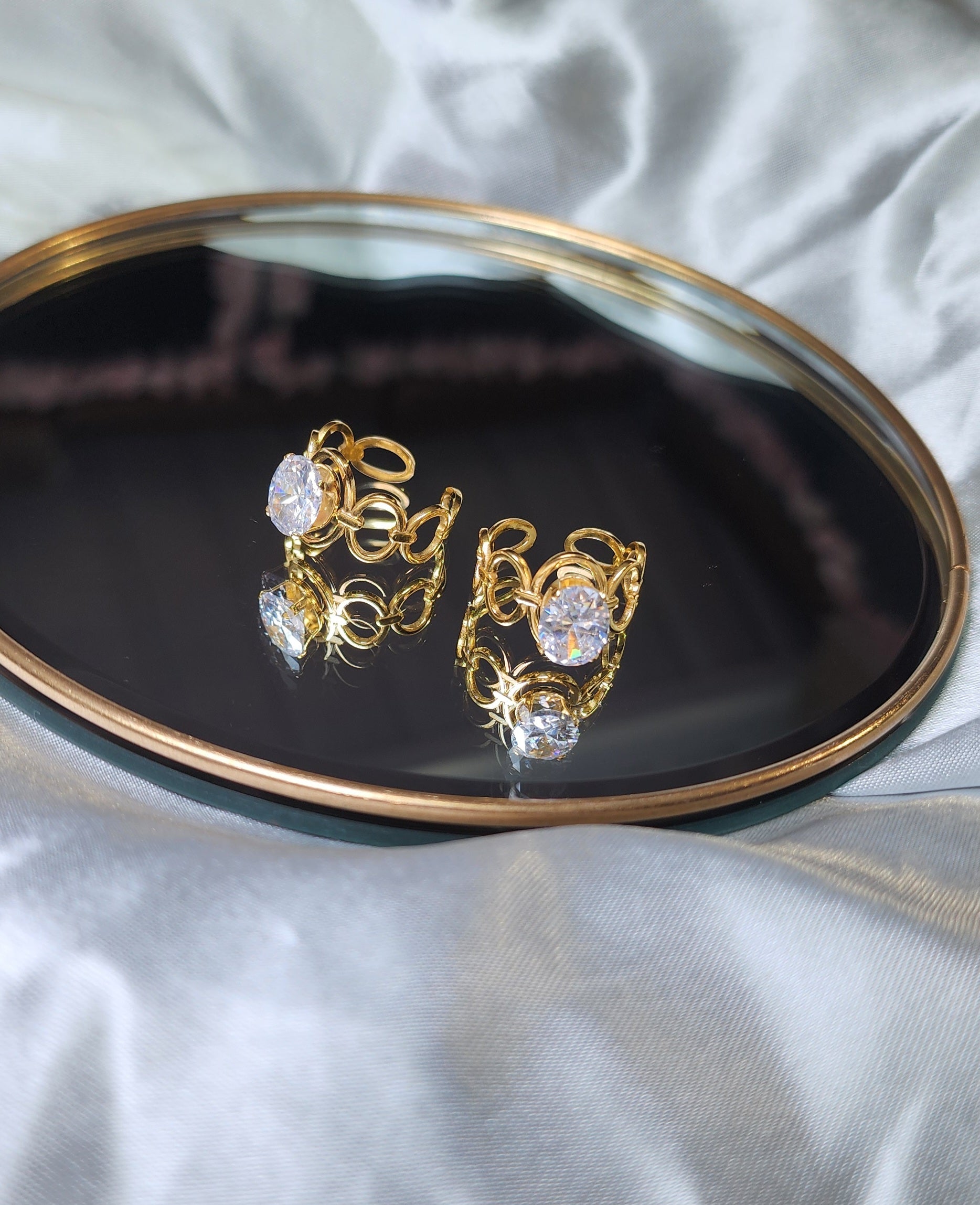 Anel Aurora Diamond Ajustável Dourado ou Prateado